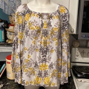 F womens Fever casual floral 3/4 flared sleeve plus size top 1X